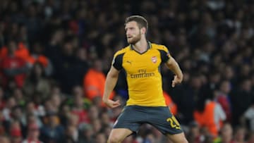 LONDON, ENGLAND - SEPTEMBER 28: Shkodran Mustafi of Arsenal during the UEFA Champions League match between Arsenal FC and FC Basel 1893 at Emirates Stadium on September 28, 2016 in London, England. (Photo by Stuart MacFarlane/Arsenal FC via Getty Images)