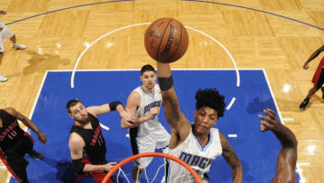 ORLANDO, FL - APRIL 10: Elfrid Payton #4 of the Orlando Magic goes up for a dunk against the Toronto Raptors on April 10, 2015 at Amway Center in Orlando, Florida. NOTE TO USER: User expressly acknowledges and agrees that, by downloading and or using this photograph, User is consenting to the terms and conditions of the Getty Images License Agreement. Mandatory Copyright Notice: Copyright 2015 NBAE (Photo by Fernando Medina/NBAE via Getty Images)