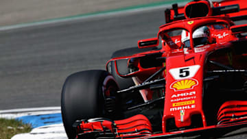 HOCKENHEIM, GERMANY - JULY 20: Sebastian Vettel of Germany driving the (5) Scuderia Ferrari SF71H (Photo by Charles Coates/Getty Images)