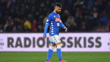NAPLES, ITALY - MARCH 03: Lorenzo Insigne of SSC Napoli reacts during the Serie A match between SSC Napoli and Juventus at Stadio San Paolo on March 3, 2019 in Naples, Italy. (Photo by Francesco Pecoraro/Getty Images)