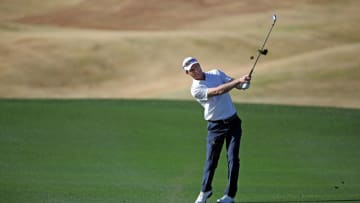 LA QUINTA, CALIFORNIA - JANUARY 21: John Senden of Australia plays a shot on the second hole during the first round of The American Express tournament on the Stadium course at PGA West on January 21, 2021 in La Quinta, California. (Photo by Sean M. Haffey/Getty Images)