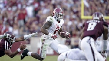 Oct 17, 2015; College Station, TX, USA; Alabama Crimson Tide running back Derrick Henry (2) makes a long run against the Texas A&M Aggies in the third quarter at Kyle Field. Mandatory Credit: Erich Schlegel-USA TODAY Sports