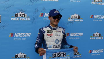 BRISTOL, TN - AUGUST 17: Kyle Larson, Chip Ganassi Racing, Chevrolet Camaro DC Solar (42) during practice for the 58th Annual Bass Pro Shops NRA Night Race on Friday August 17, 2018 at Bristol Motor Speedway in Bristol Tennessee (Photo by Jeff Robinson/Icon Sportswire via Getty Images)