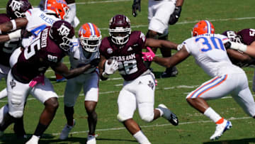 Oct 10, 2020; College Station, Texas, USA; Texas A&M Aggies running back Isaiah Spiller (28) runs for yardage during the second quarter against the Florida Gators at Kyle Field. Mandatory Credit: Scott Wachter-USA TODAY Sports