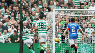 GLASGOW, SCOTLAND - SEPTEMBER 02: Olivier Ntcham of Celtic scores his team's opening goal the Scottish Premier League between Celtic and Rangers at Celtic Park Stadium on September 2, 2018 in Glasgow, Scotland. (Photo by Ian MacNicol/Getty Images)
