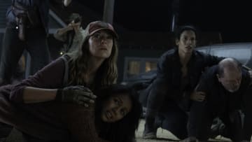 Karen David as Grace, Mo Collins as Sarah, Danay Garcia as Luciana, Rubén Blades as Daniel Salazar - Fear the Walking Dead _ Season 6, Episode 9 - Photo Credit: Ryan Green/AMC