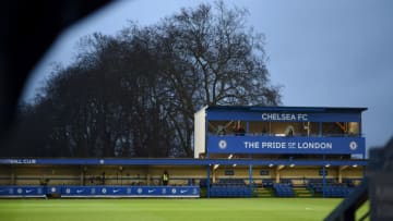 KINGSTON UPON THAMES, ENGLAND - MARCH 08: General view inside the stadium prior to the FA Women's Super League match between Chelsea and Brighton & Hove Albion at Kingsmeadow on March 08, 2023 in Kingston upon Thames, England. (Photo by Harriet Lander - Chelsea FC/Getty Images)