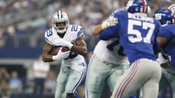 Oct 19, 2014; Arlington, TX, USA; Dallas Cowboys running back DeMarco Murray (29) runs with the ball against the New York Giants at AT&T Stadium. Mandatory Credit: Matthew Emmons-USA TODAY Sports