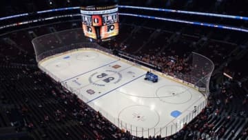 January 19, 2013; Philadelphia, PA, USA; A general view as a Zamboni readies the ice for the game between the Philadelphia Flyers and Pittsburgh Penguins at the Wells Fargo Center. Mandatory Credit: Eric Hartline-USA TODAY Sports