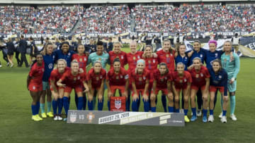 PHILADELPHIA, PA- AUGUST 29: The starting line up of the United States of the U.S. Women's 2019 FIFA World Cup Championship during the Victory Tour presented by Allstate match between the U.S. Women's National Team and Portugal. The match was held at Lincoln Financial Field in Philadelphia, PA on August 29, 2019, USA. The U.S. Women's team won the match with a score of 4 to 0. (Photo by Ira L. Black/Corbis via Getty Images)