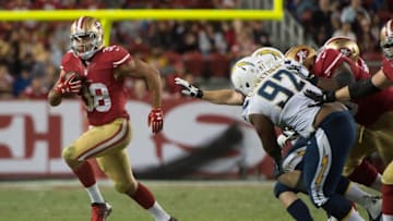 September 3, 2015; Santa Clara, CA, USA; San Francisco 49ers running back Jarryd Hayne (38) runs with the football during the fourth quarter in a preseason game against the San Diego Chargers at Levi