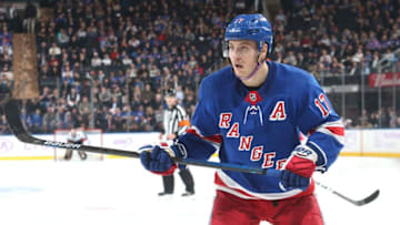 NEW YORK, NY - NOVEMBER 26: Jesper Fast #17 of the New York Rangers skates against the Ottawa Senators at Madison Square Garden on November 26, 2018 in New York City. (Photo by Jared Silber/NHLI via Getty Images)