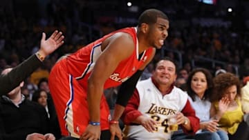 Feb.14, 2013; Los Angeles, CA, USA; Los Angeles Clippers point guard Chris Paul (3) in the second half of the game against the Los Angeles Lakers at the Staples Center. Clippers won 125-101. Mandatory Credit: Jayne Kamin-Oncea-USA TODAY Sports