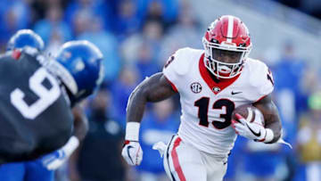 LEXINGTON, KY - NOVEMBER 03: Elijah Holyfield #13 (Photo by Joe Robbins/Getty Images)