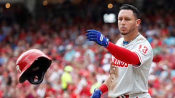 CINCINNATI, OH - JULY 29: Asdrubal Cabrera #13 of the Philadelphia Phillies tosses his helmet after striking out to end the eighth inning against the Cincinnati Reds at Great American Ball Park on July 29, 2018 in Cincinnati, Ohio. The Reds won 4-0. (Photo by Joe Robbins/Getty Images)