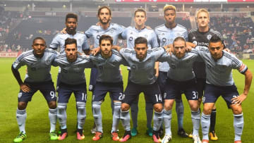 Jul 13, 2016; Chicago, IL, USA; Sporting Kansas City pose for a picture before the game against the Chicago Fire at Toyota Park. The Chicago Fire defeat Sporting Kansas City 1-0. Mandatory Credit: Mike DiNovo-USA TODAY Sports