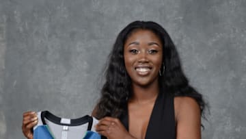 NEW YORK, NY - APRIL 13: Alexis Jones poses for a portrait after being drafted number twelve overall by the Minnesota Lynx during the WNBA Draft on April 13, 2017 at Samsung 837 in New York, New York. NOTE TO USER: User expressly acknowledges and agrees that, by downloading and or using this Photograph, user is consenting to the terms and conditions of the Getty Images License Agreement. Mandatory Copyright Notice: Copyright 2017 NBAE (Photo by Jennifer Pottheiser/NBAE via Getty Images)