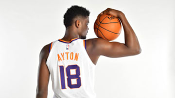PHOENIX, AZ - JUNE 22: Draft pick DeAndre Ayton poses for a portrait at the Post NBA Draft press conference on June 22, 2018, at Talking Stick Resort Arena in Phoenix, Arizona. NOTE TO USER: User expressly acknowledges and agrees that, by downloading and or using this Photograph, user is consenting to the terms and conditions of the Getty Images License Agreement. Mandatory Copyright Notice: Copyright 2018 NBAE (Photo by Barry Gossage/NBAE via Getty Images)