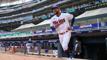 MINNEAPOLIS, MN - SEPTEMBER 29: Byron Buxton of the Minnesota Twins is introduced prior to game one of the Wild Card Series. (Photo by Brace Hemmelgarn/Minnesota Twins/Getty Images)