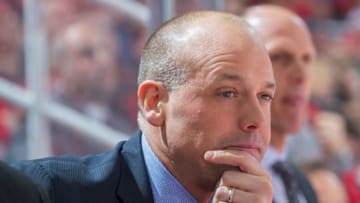 DETROIT, MI - JANUARY 31: Head coach Jeff Blashill of the Detroit Red Wings watches the action from the bench against the New Jersey Devils during an NHL game at Joe Louis Arena on January 31, 2017 in Detroit, Michigan. The Devils defeated the Wings 4-3. (Photo by Dave Reginek/NHLI via Getty Images)
