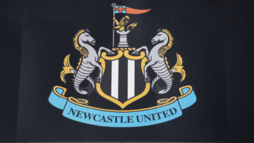 NEWCASTLE UPON TYNE, ENGLAND - MAY 16: A general view of a Newcastle United badge on the outside of St James Park, home of Newcastle United, ahead of the Premier League match between Newcastle United and Arsenal at St. James Park on May 16, 2022 in Newcastle upon Tyne, United Kingdom. (Photo by Joe Prior/Visionhaus via Getty Images)