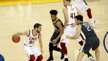 OAKLAND, CA - JUNE 3: Jose Calderon #81 of the Cleveland Cavaliers handles the ball against the Golden State Warriors in Game Two of the 2018 NBA Finals on June 3, 2018 at ORACLE Arena in Oakland, California. NOTE TO USER: User expressly acknowledges and agrees that, by downloading and/or using this photograph, user is consenting to the terms and conditions of the Getty Images License Agreement. Mandatory Copyright Notice: Copyright 2018 NBAE (Photo by Joe Murphy/NBAE via Getty Images)