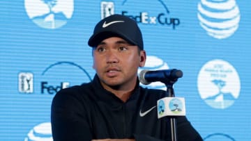 PEBBLE BEACH, CA - FEBRUARY 07: Jason Day of Australia speaks to the media during Preview Day 3 of the AT&T Pebble Beach Pro-Am at Pebble Beach Golf Links on February 7, 2018 in Pebble Beach, California. (Photo by Dylan Buell/Getty Images)