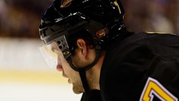 Feb 13, 2016; Vancouver, British Columbia, CAN; Vancouver Canucks forward Linden Vey (7) awaits the start of play against the Toronto Maple Leafs during the first period at Rogers Arena. The Toronto Maple Leafs won 5-2. Mandatory Credit: Anne-Marie Sorvin-USA TODAY Sports