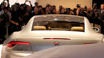 DETROIT - JANUARY 14: The new 2009 Fisker Karma production vehicle is introduced to the media at the 2008 North American International Auto Show January 14, 2008 in Detroit, Michigan. The NAIAS is the world's largest auto show. (Photo by Bill Pugliano/Getty Images)