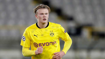 Erling Haaland in action against Club Brugge (Photo by Angelo Blankespoor/Soccrates/Getty Images)