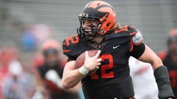 Princeton QB John Lovett (12) (Photo by Kyle Ross/Icon Sportswire via Getty Images)