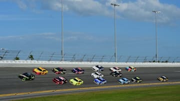 DAYTONA BEACH, FL - FEBRUARY 11: Chase Elliott, driver of the #9 Mountain Dew Chevrolet, leads a pack of cars during the Monster Energy NASCAR Cup Series Advance Auto Parts Clash at Daytona International Speedway on February 11, 2018 in Daytona Beach, Florida. (Photo by Jared C. Tilton/Getty Images)
