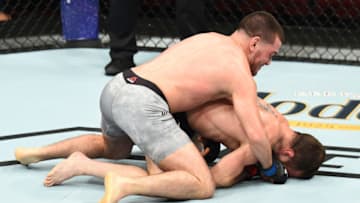 UTICA, NY - JUNE 01: (L-R) Jose Torres punches Jarred Brooks in their flyweight fight during the UFC Fight Night event at the Adirondack Bank Center on June 1, 2018 in Utica, New York. (Photo by Josh Hedges/Zuffa LLC/Zuffa LLC via Getty Images)
