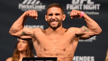 FAIRFAX, VA - APRIL 03: Chad Mendes weighs in during the UFC weigh-in at the Patriot Center on April 3, 2015 in Fairfax, Virginia. (Photo by Josh Hedges/Zuffa LLC/Zuffa LLC via Getty Images)