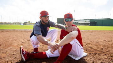 Former Boston Red Sox Brock Holt and Blake Swihart (Photo by Billie Weiss/Boston Red Sox/Getty Images)