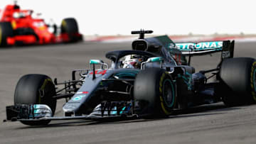 SOCHI, RUSSIA - SEPTEMBER 30: Lewis Hamilton of Great Britain driving the (44) Mercedes AMG Petronas F1 Team Mercedes WO9 leads Sebastian Vettel of Germany driving the (5) Scuderia Ferrari SF71H on track during the Formula One Grand Prix of Russia at Sochi Autodrom on September 30, 2018 in Sochi, Russia. (Photo by Clive Rose/Getty Images)