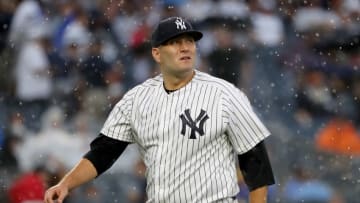 NEW YORK, NY - AUGUST 01: Lance Lynn #36 of the New York Yankees heads to the dugout after the third inning against the Baltimore Orioles at Yankee Stadium on August 1, 2018 in the Bronx borough of New York City. (Photo by Elsa/Getty Images)