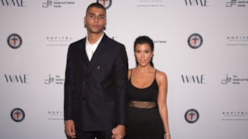 LOS ANGELES, CA - MAY 04: Younes Bendjima (L) and Kourtney Kardashian arrive for The Syrian American Medical Society hosts the Voices in Displacement Gala at Riviera 31 at Sofitel on May 4, 2018 in Los Angeles, California. (Photo by Gabriel Olsen/Getty Images)