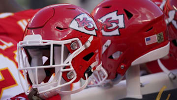 A general view of a Kansas City Chiefs helmet - Mandatory Credit: Denny Medley-USA TODAY Sports