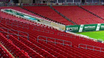 TAMPA, FLORIDA - SEPTEMBER 12: A general view of empty stands at Raymond James Stadium during a game between the South Florida Bulls and the Citadel Bulldogs on September 12, 2020 in Tampa, Florida. (Photo by Julio Aguilar/Getty Images)