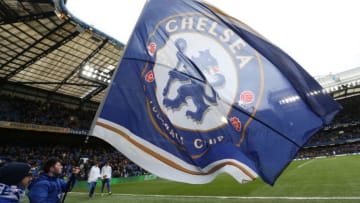 LONDON, ENGLAND - MARCH 19: A Chelsea flag is waved prior to the Barclays Premier League match between Chelsea and West Ham United at Stamford Bridge on March 19, 2016 in London, United Kingdom. (Photo by Alex Morton/Getty Images)