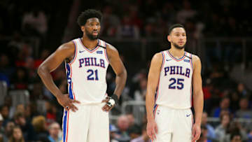 Philadelphia 76ers Joel Embiid and guard Ben SimmonsMandatory Credit: Brett Davis-USA TODAY Sports