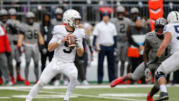 COLUMBUS, OH - OCTOBER 28: Penn State Nittany Lions quarterback Trace McSorley (9) looks for an open receiver during the first half of game action between the Penn State Nittany Lions (2) and the Ohio State Buckeyes (6) on October 28, 2017 at Ohio Stadium in Columbus, Ohio. Penn State leads Ohio State 28-17. (Photo by Scott W. Grau/Icon Sportswire via Getty Images)