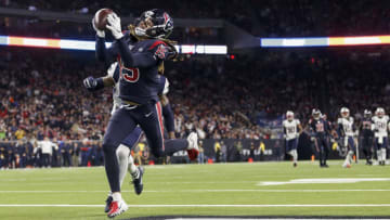 HOUSTON, TX - DECEMBER 01: Will Fuller #15 of the Houston Texans looks to catch a pass in the end zone in the second half against the New England Patriots at NRG Stadium on December 1, 2019 in Houston, Texas. (Photo by Tim Warner/Getty Images)