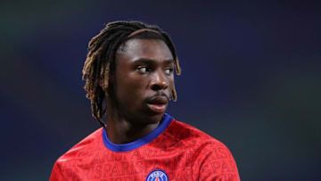 Paris Saint-Germain's Italian forward Moise Kean warms up prior to the UEFA Champions League Group H football match RB Leipzig v Paris Saint-Germain in Leipzig, eastern Germany on November 4, 2020. (Photo by Ronny HARTMANN / AFP) (Photo by RONNY HARTMANN/AFP via Getty Images)