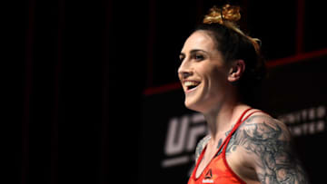 CHICAGO, ILLINOIS - JUNE 06: Megan Anderson of Australia works out for fans and media during the UFC 225 Open Workouts at the Chicago Theatre on June 6, 2018 in Chicago, Illinois. (Photo by Josh Hedges/Zuffa LLC/Zuffa LLC via Getty Images)