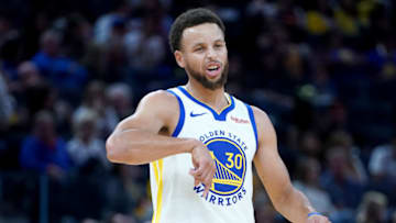 SAN FRANCISCO, CALIFORNIA - OCTOBER 10: Stephen Curry #30 of the Golden State Warriors looks on against the Minnesota Timberwolves during an NBA basketball game at Chase Center on October 10, 2019 in San Francisco, California. NOTE TO USER: User expressly acknowledges and agrees that, by downloading and or using this photograph, User is consenting to the terms and conditions of the Getty Images License Agreement. (Photo by Thearon W. Henderson/Getty Images)