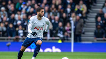 LONDON, ENGLAND - APRIL 03: Rodrigo Bentancur of Tottenham Hotspur controls the ball during the Premier League match between Tottenham Hotspur and Newcastle United at Tottenham Hotspur Stadium on April 3, 2022 in London, United Kingdom. (Photo by Sebastian Frej/MB Media/Getty Images)