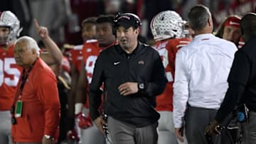 PASADENA, CA - JANUARY 01: Ohio State Buckeyes offensive coordinator Ryan Day looks on during the second half in the Rose Bowl Game presented by Northwestern Mutual at the Rose Bowl on January 1, 2019 in Pasadena, California. (Photo by Kevork Djansezian/Getty Images)