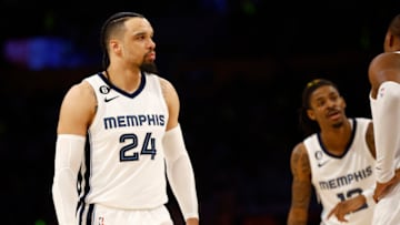 LOS ANGELES, CALIFORNIA - APRIL 28: Dillon Brooks #24 of the Memphis Grizzlies in the second half against the Los Angeles Lakers in Game Six of the Western Conference First Round Playoffs at Crypto.com Arena on April 28, 2023 in Los Angeles, California. NOTE TO USER: User expressly acknowledges and agrees that, by downloading and/or using this photograph, user is consenting to the terms and conditions of the Getty Images License Agreement. (Photo by Ronald Martinez/Getty Images)
